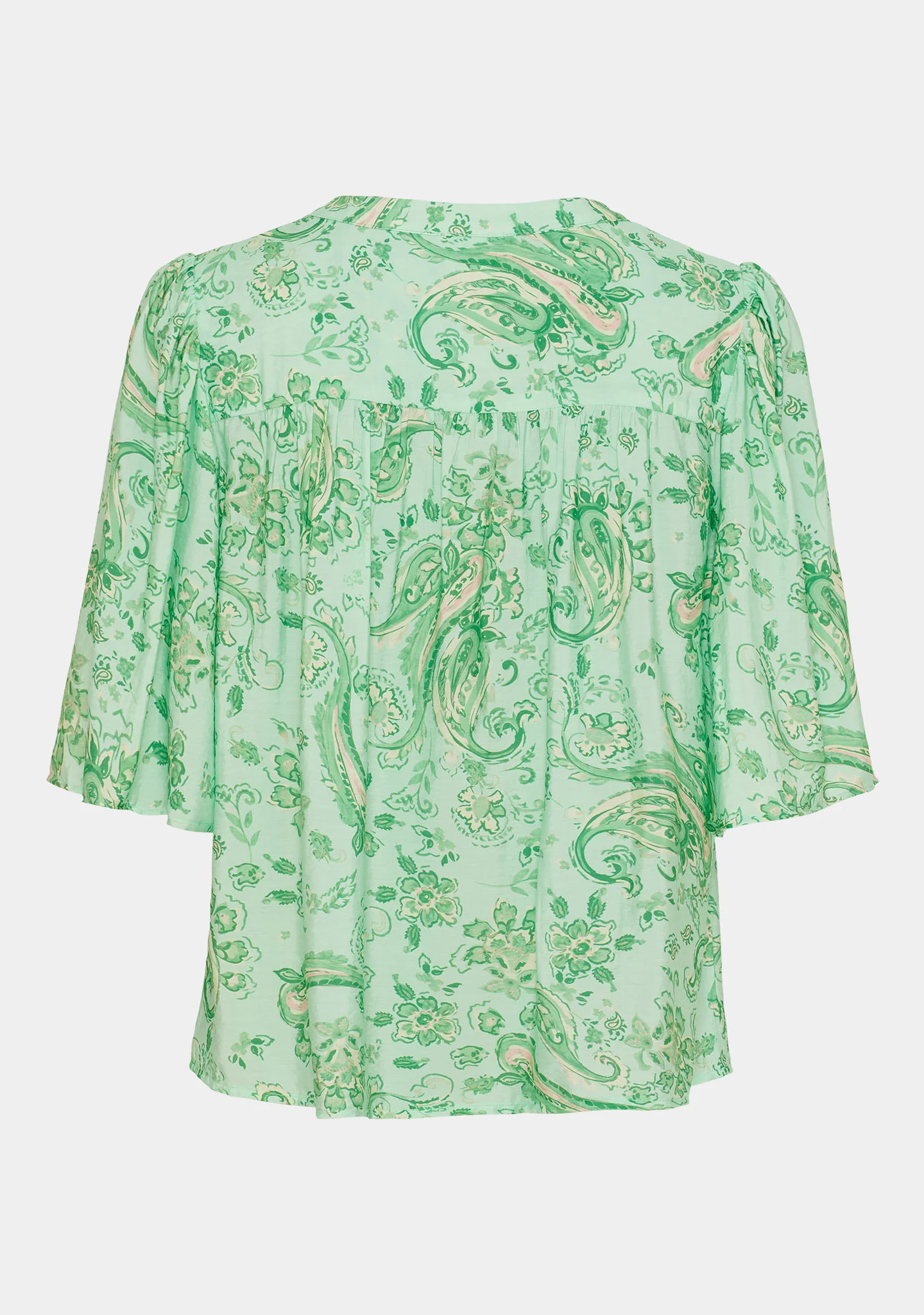 Melba s/s Blouse - Fresh Green Paisley - Image 5