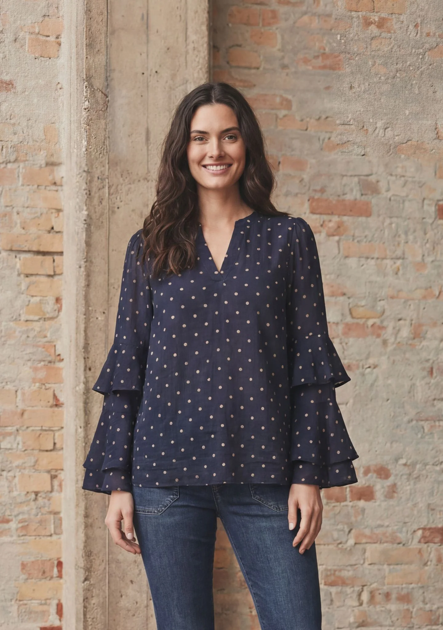 Naomi Blouse - Navy Dot