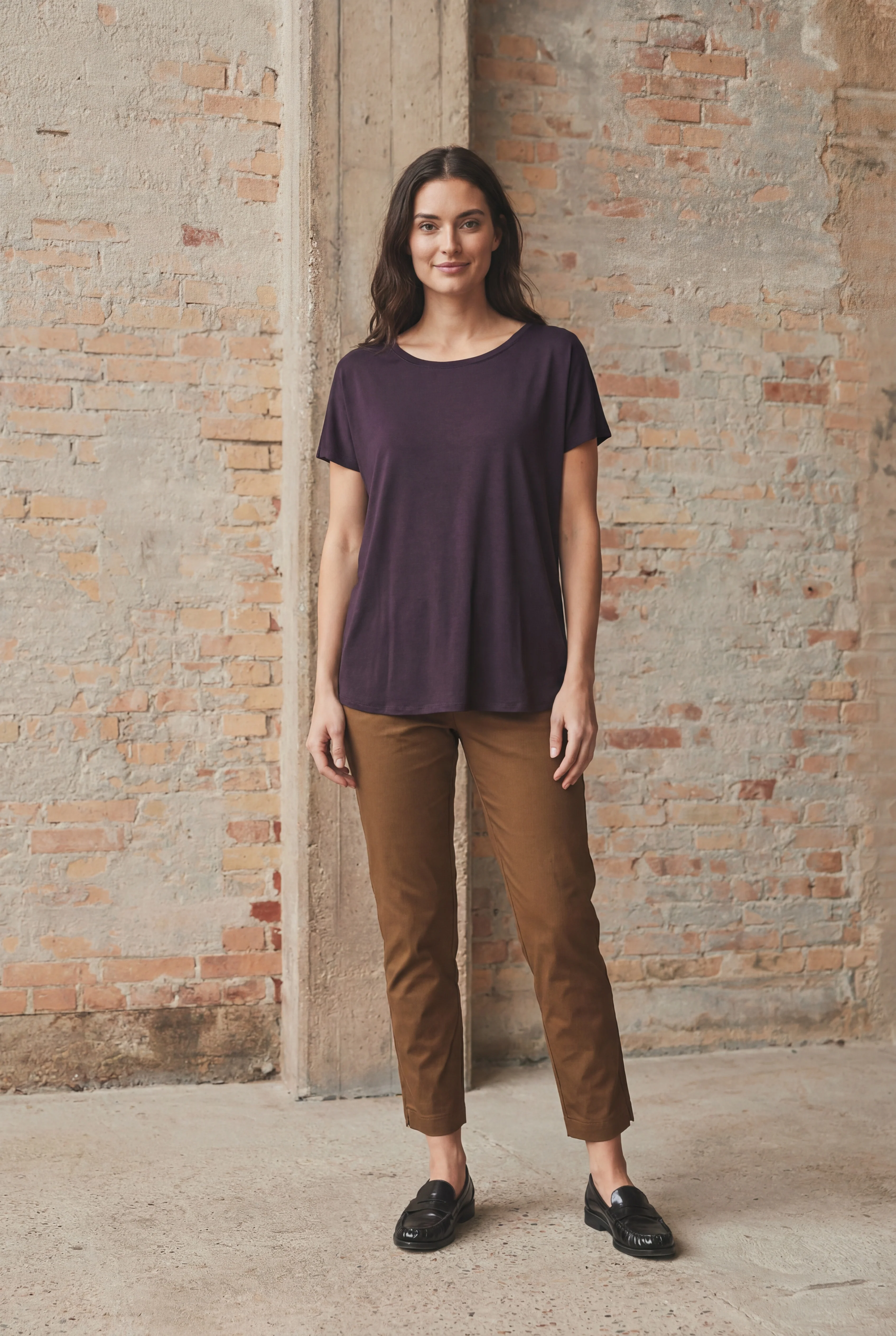 Nugga Viscose T-Shirt - Aubergine - Image 3
