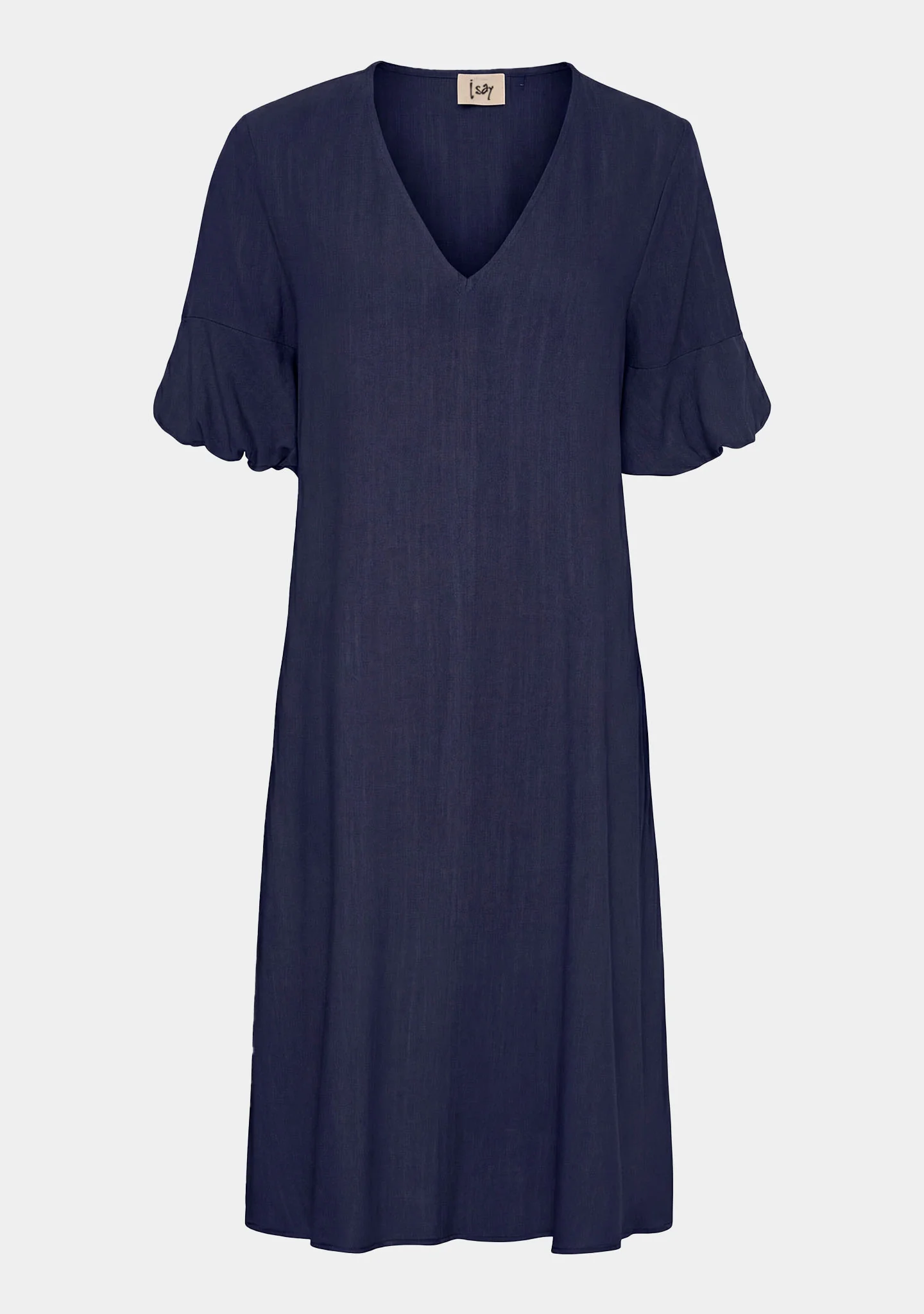 Pearl Baloon Sleeve Dress - Navy - Image 4