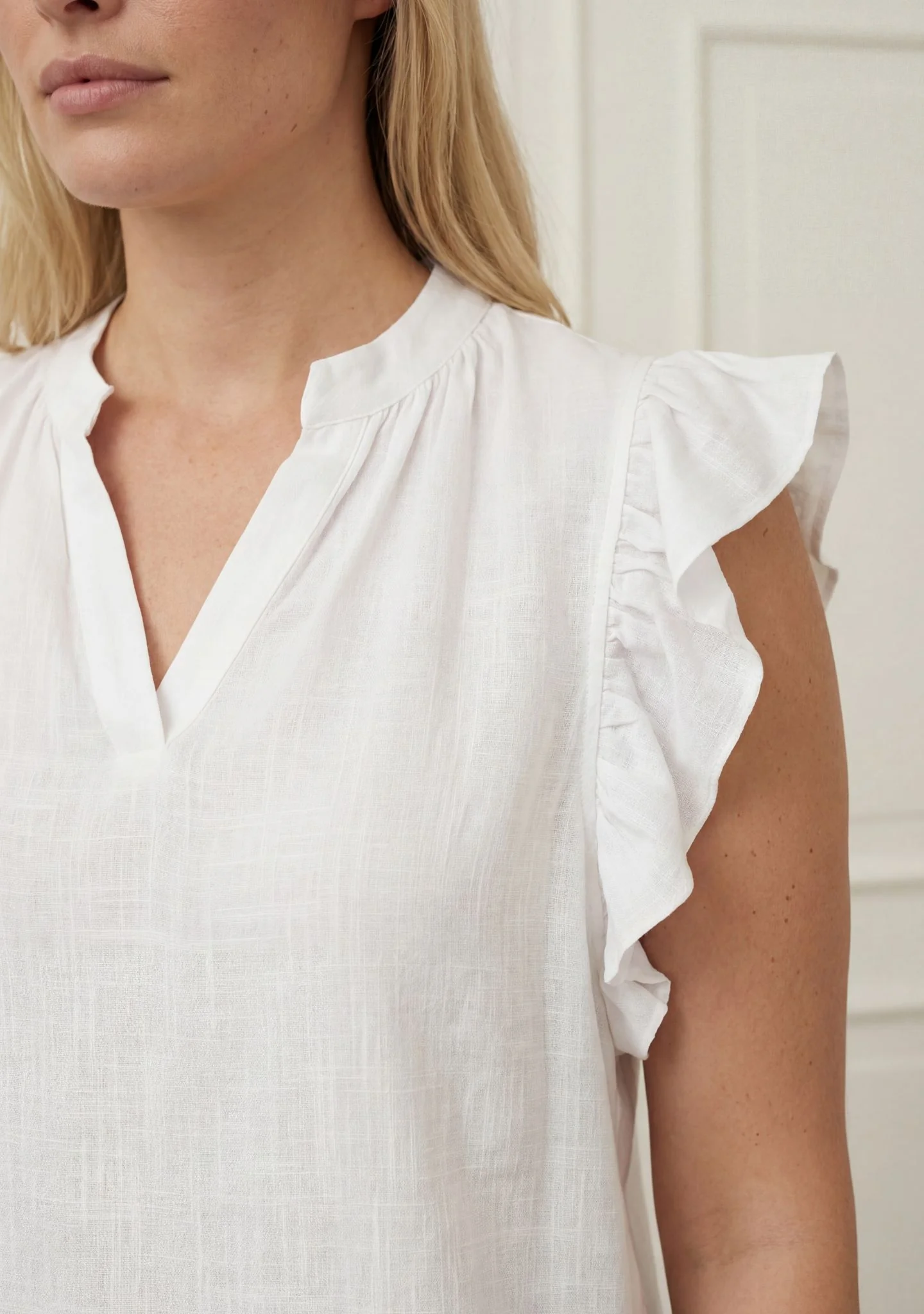Pearl Flounce Top - White - Image 2