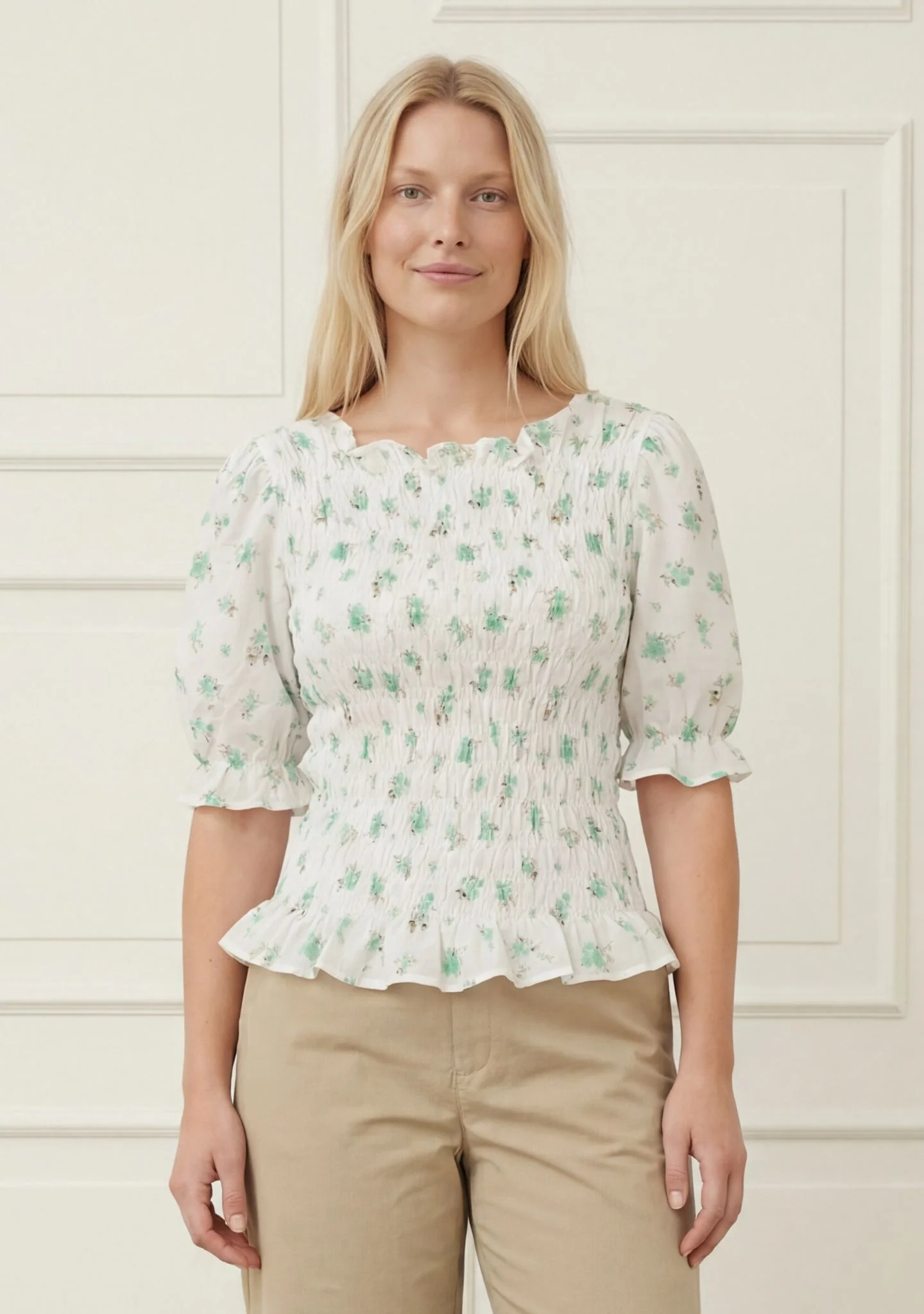 Pernille Smock Blouse - Green Flower Dream - Image 2