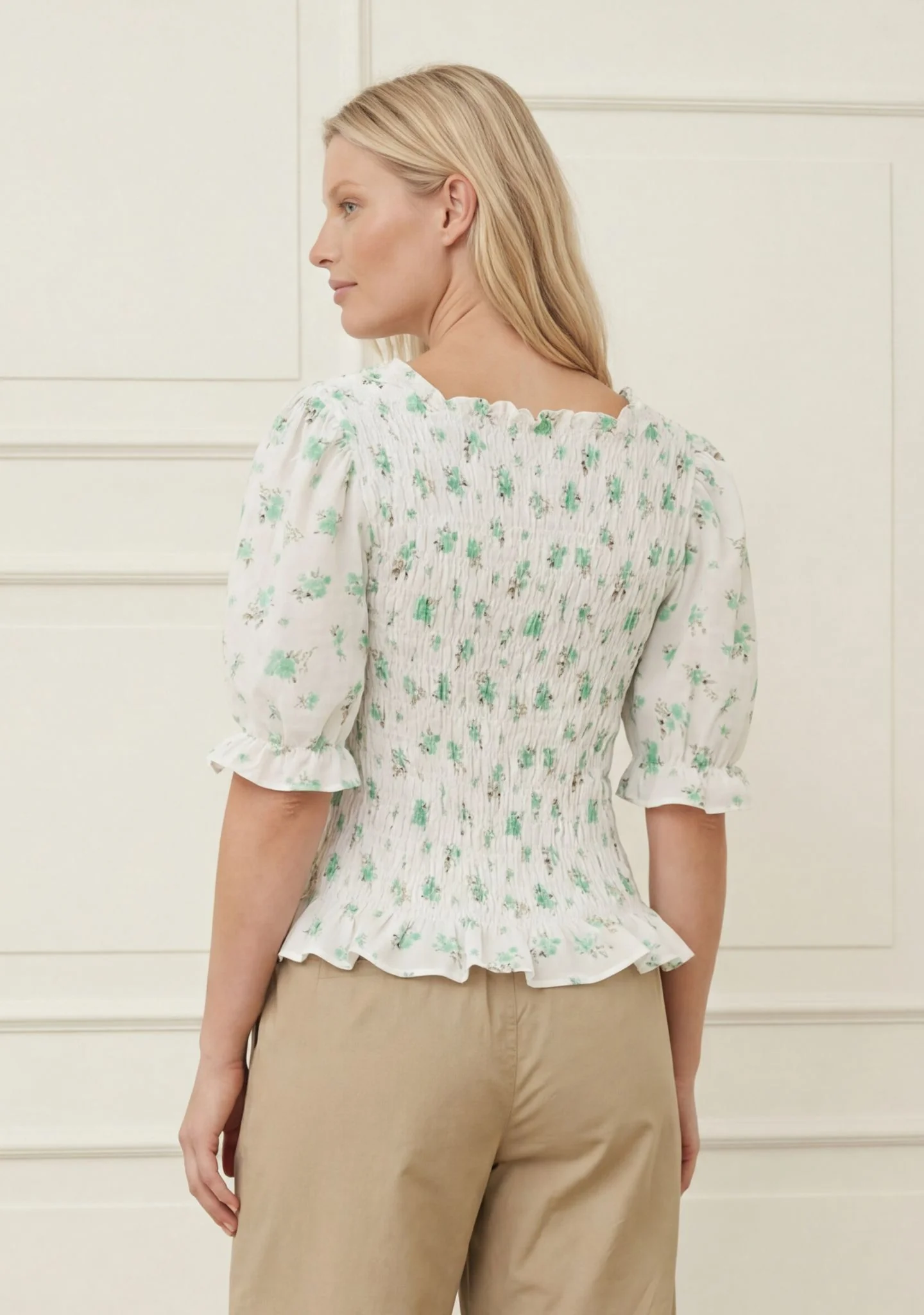 Pernille Smock Blouse - Green Flower Dream - Image 3