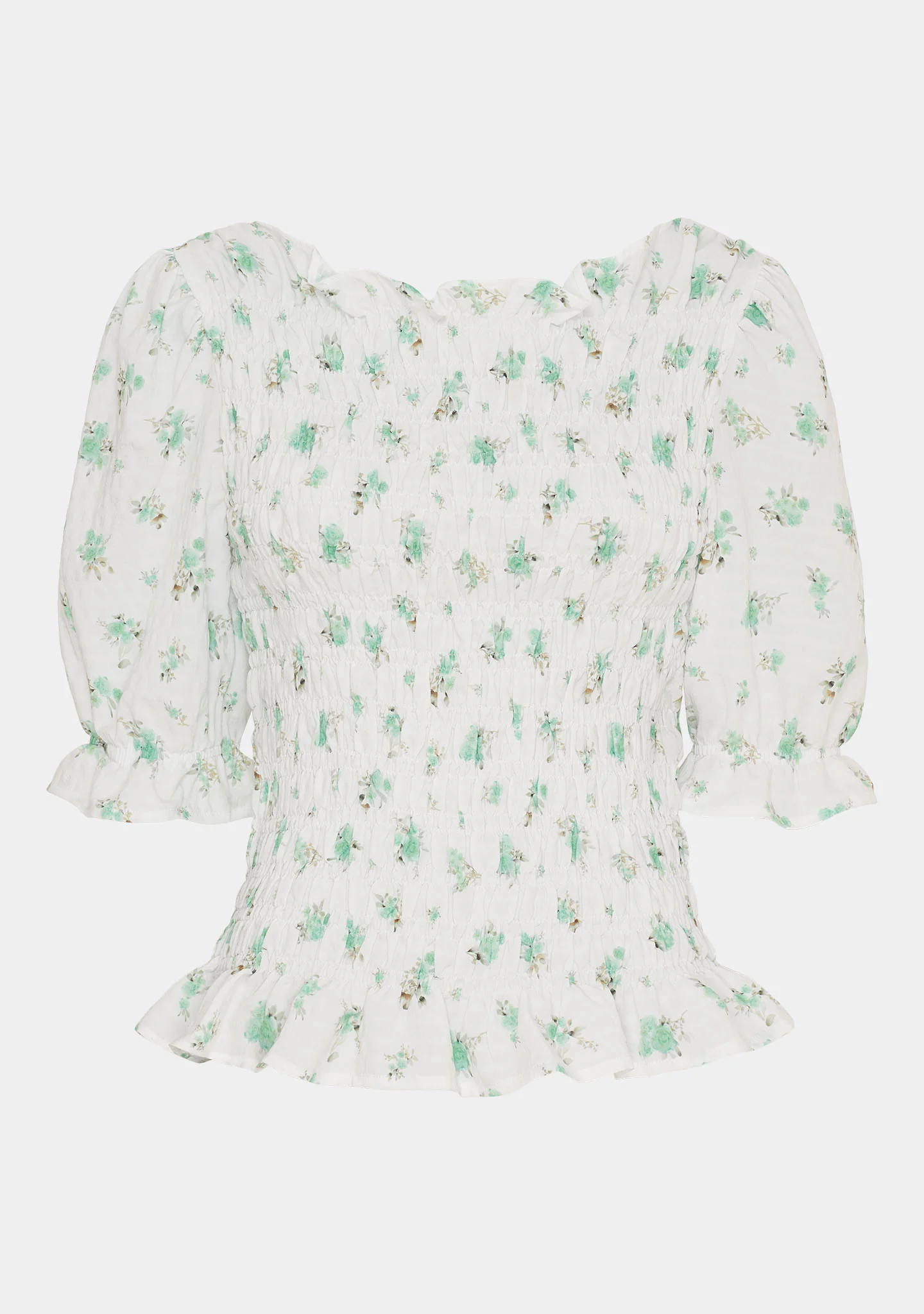 Pernille Smock Blouse - Green Flower Dream - Image 5