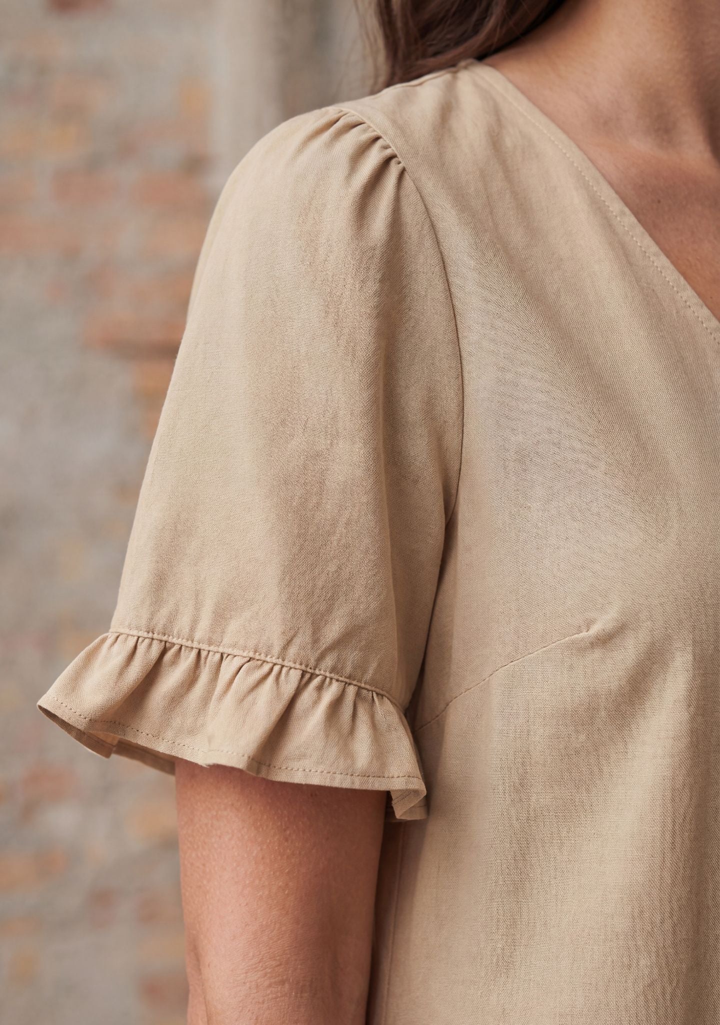 Sigga Flounce Dress - Camel - Image 3