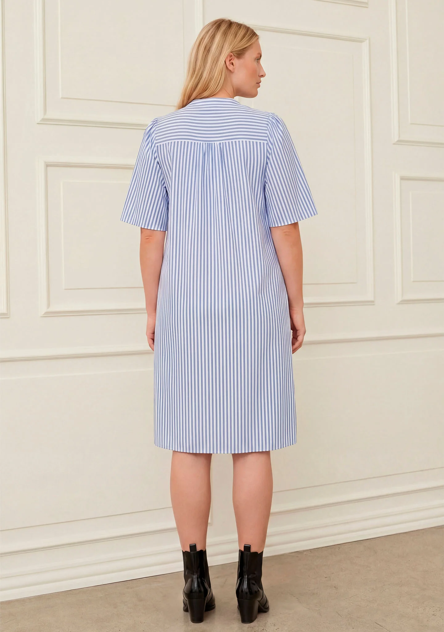 Sigga Poplin Dress - Light Blue/White Stripe - Image 2