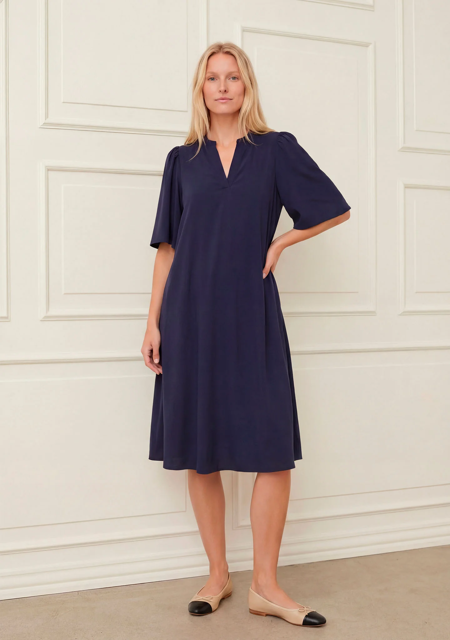 Sigga Poplin Dress - Navy - Image 2