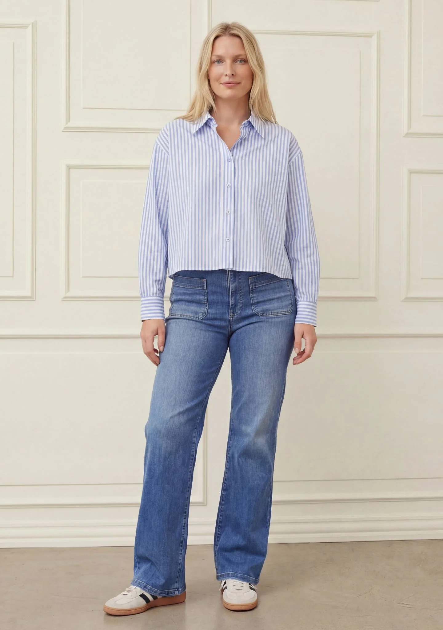 Sigga Shirt Jacket - Light Blue/White Stripe