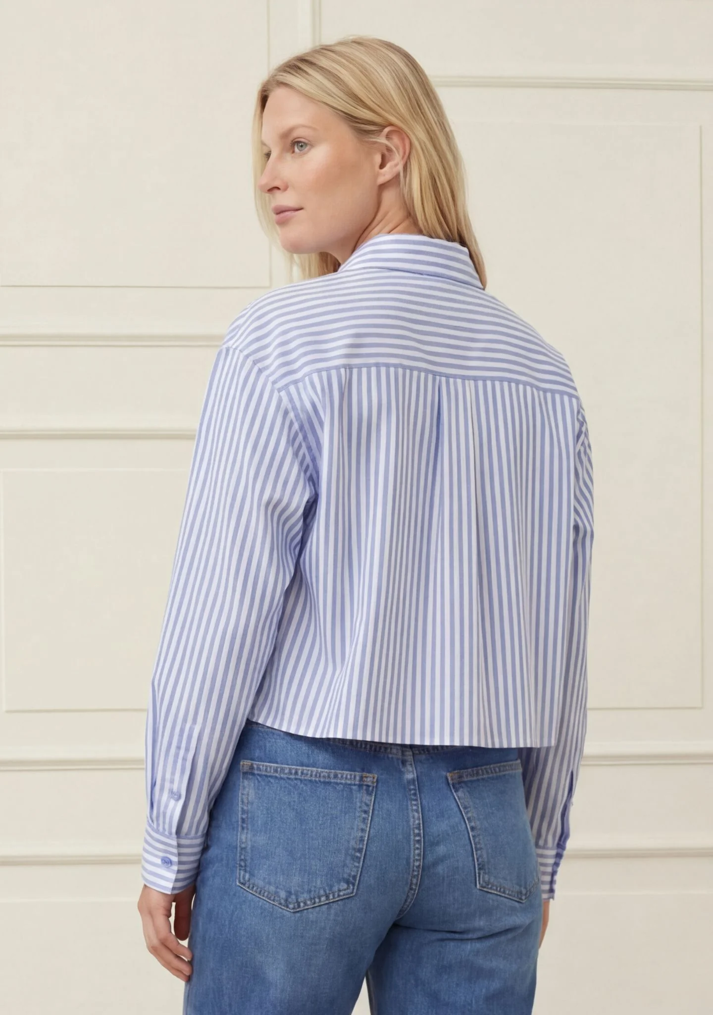 Sigga Shirt Jacket - Light Blue/White Stripe - Image 3