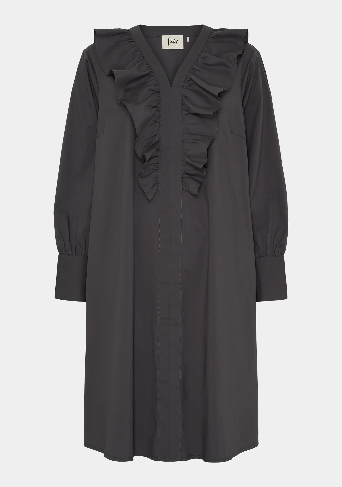 Sigga V-Flounce Dress - Grey - Image 5