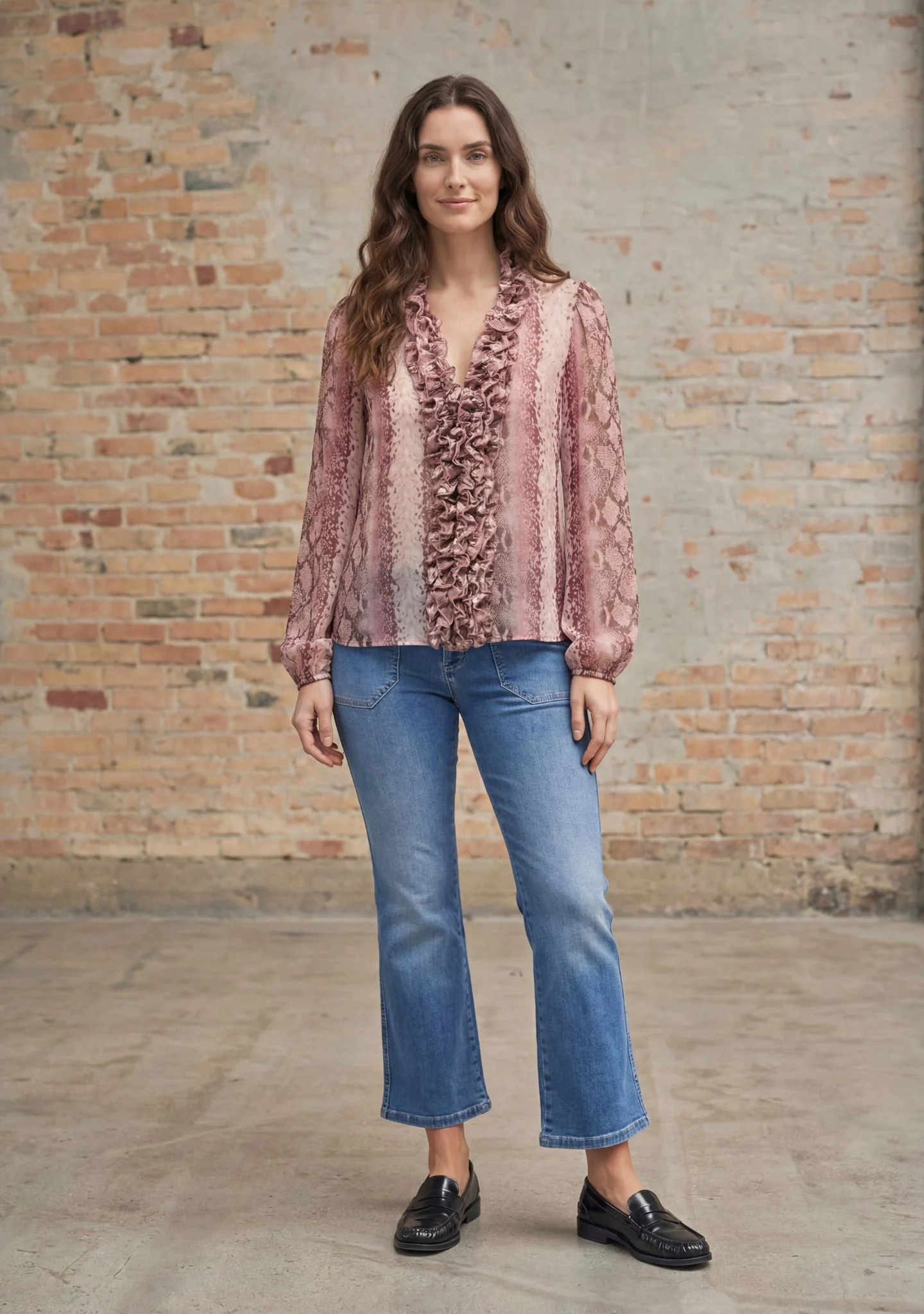 Vibse Ruffle Blouse - Rose Snake - Image 3