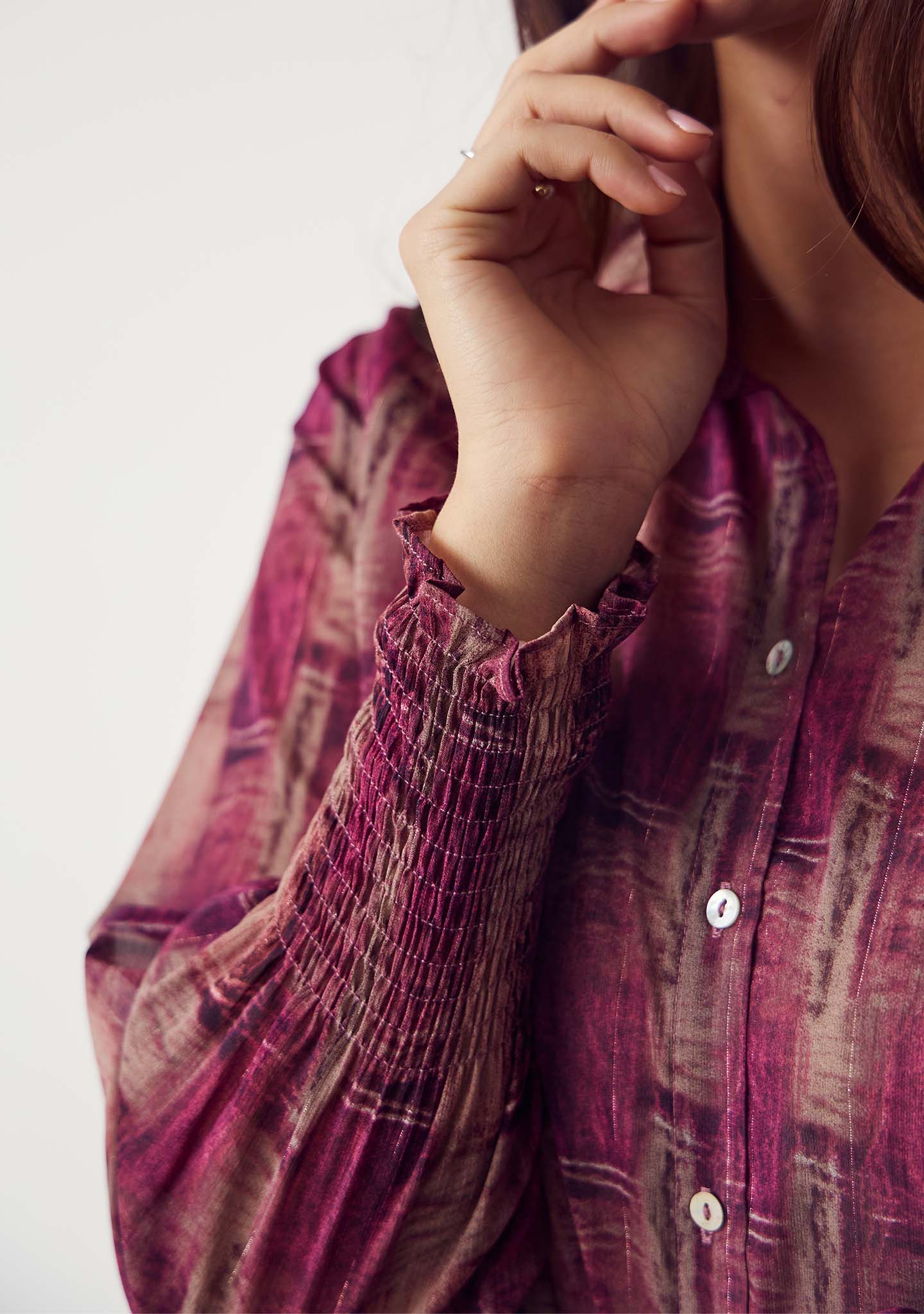 Vibse Shirt - Potato/Cerise Flow - Image 3